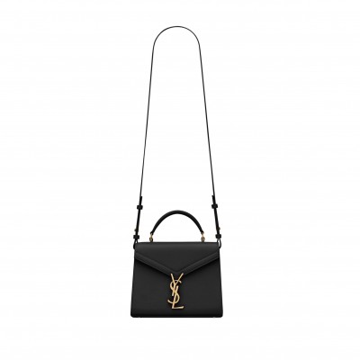 YSL CASSANDRA MINI TOP HANDLE BAG IN GRAIN DE POUDRE EMBOSSED LEATHER 623930BOW0W1000 (20*16*7.5cm)